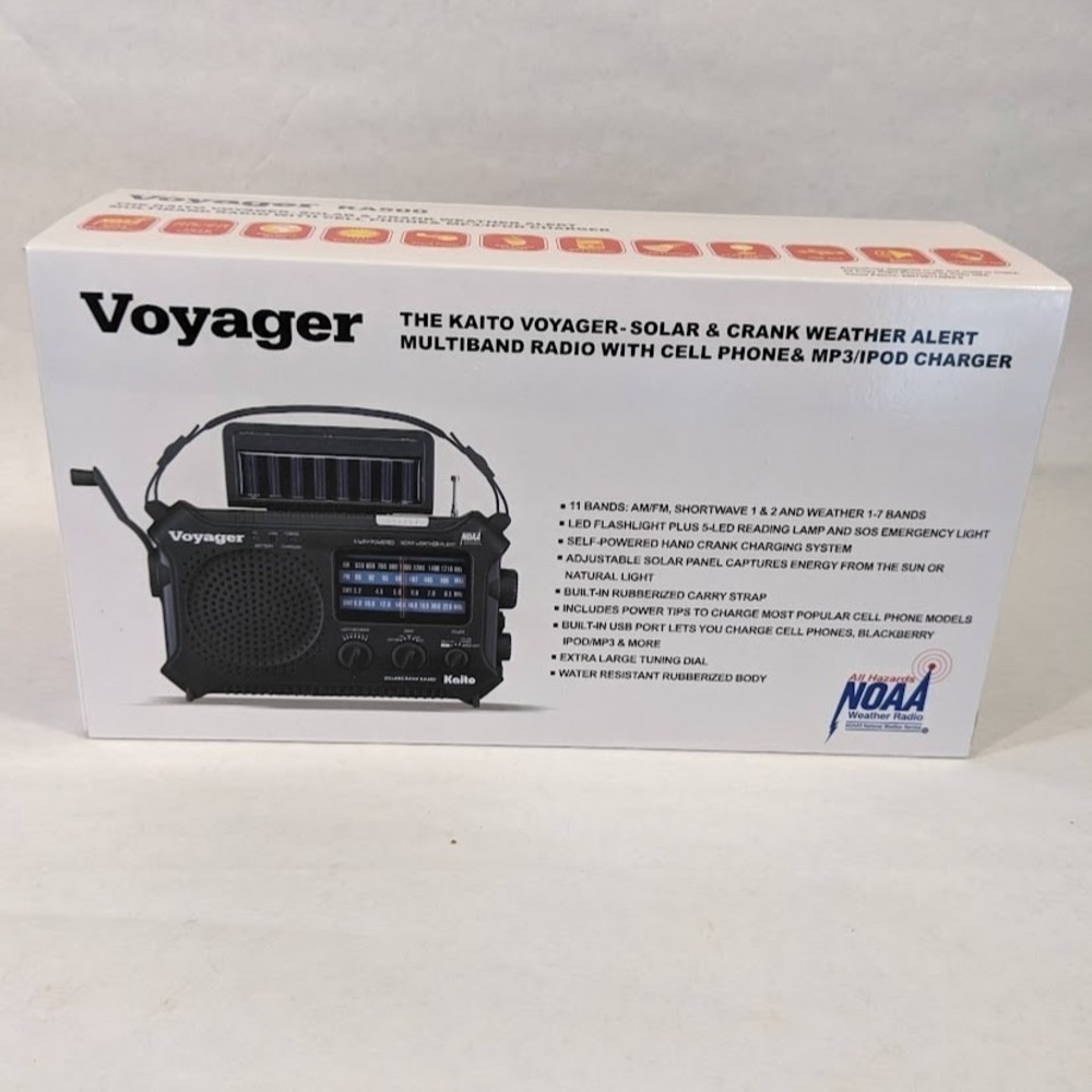 NEW Kaito Voyager KA500 Solar Crank Weather Alert Radio NOAA Multiband Black